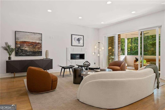 living room featuring hardwood / wood-style flooring