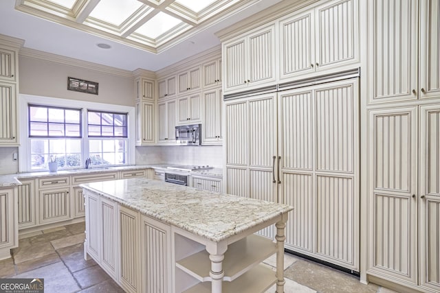 5200 Moore Rd, Suwanee, GA 30024 - kitchen featuring stainless steel microwave, open shelves, wall oven, a sink, and tasteful backsplash