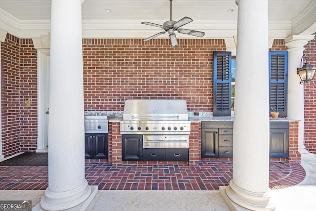 5200 Moore Rd, Suwanee, GA 30024 - view of patio / terrace with exterior kitchen, grilling area, and ceiling fan