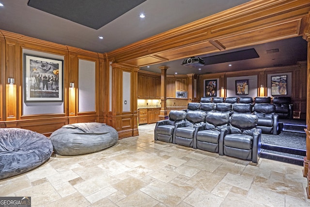 5200 Moore Rd, Suwanee, GA 30024 - cinema room with stone tile flooring and recessed lighting