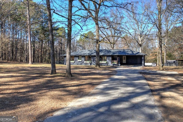 view of single story home