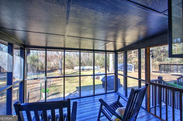 view of unfurnished sunroom