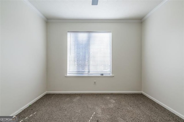 carpeted empty room with crown molding