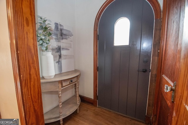 foyer entrance featuring hardwood / wood-style flooring