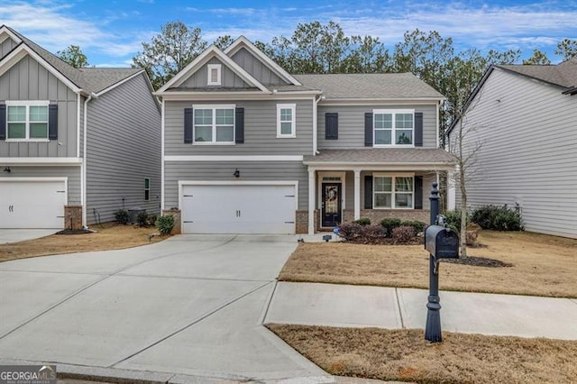 craftsman inspired home featuring a garage