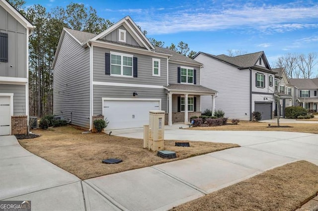 view of front of property with a garage