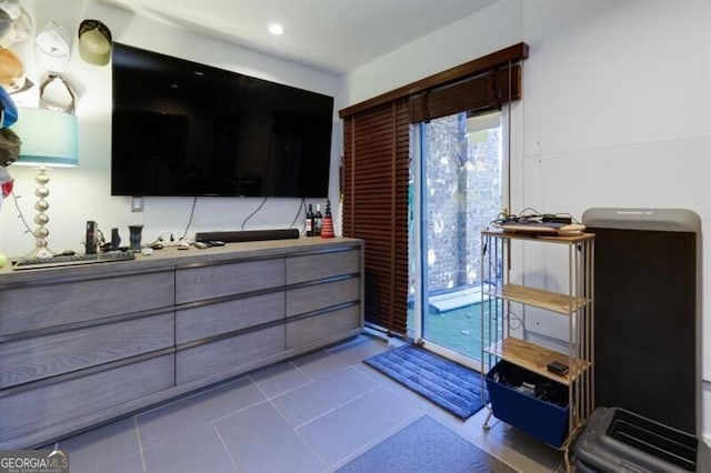 bathroom with tile patterned flooring