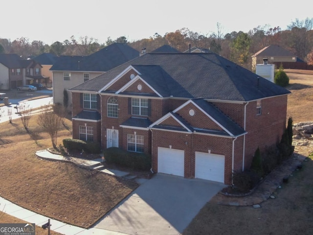 front facade with a garage