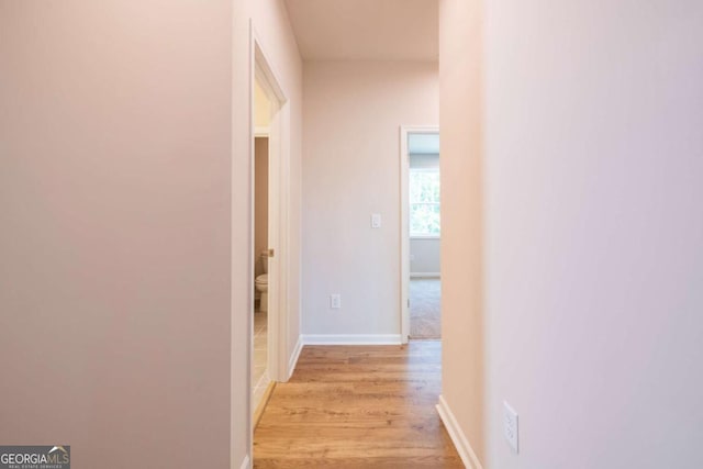 hall with light hardwood / wood-style flooring