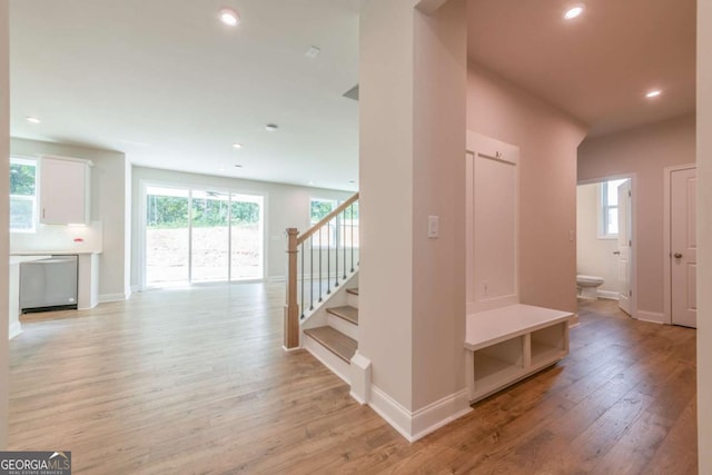 mudroom featuring light hardwood / wood-style floors