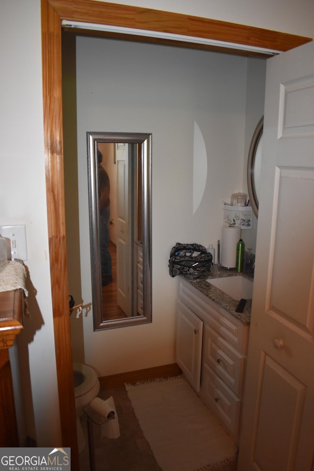 bathroom with toilet and vanity