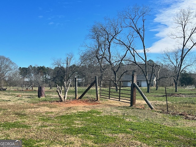 view of yard with a rural view