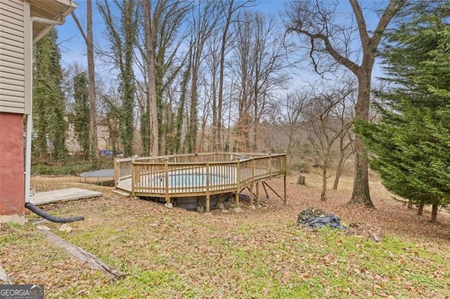 view of yard featuring a deck