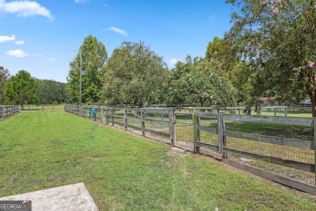 view of yard with a rural view