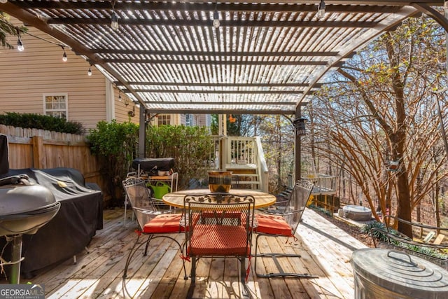 deck featuring a pergola