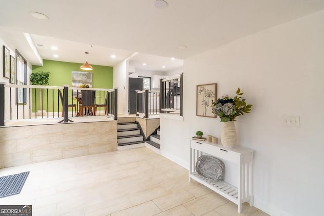 interior space featuring light tile patterned floors