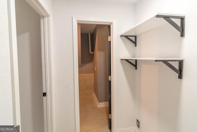 spacious closet with light wood-type flooring