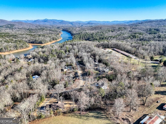 aerial view with a water and mountain view