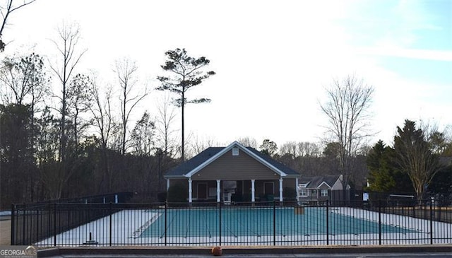 view of swimming pool featuring a patio