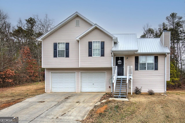 split level home with a garage