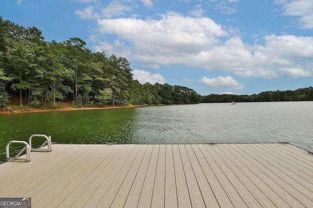 view of dock featuring a water view