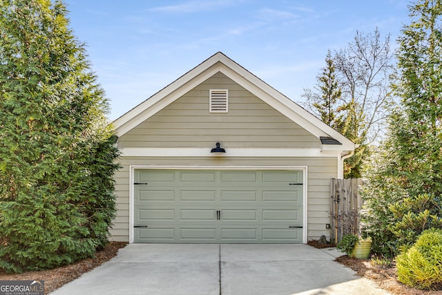 view of garage