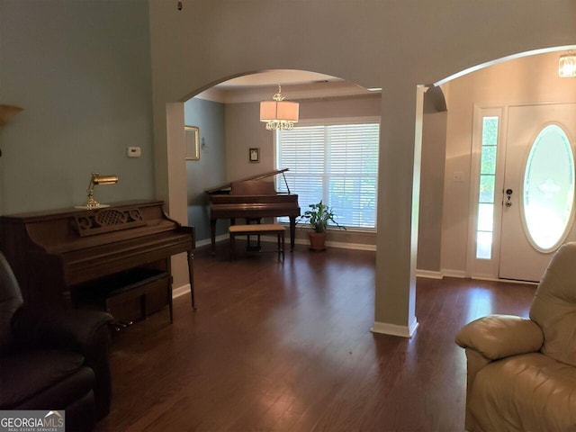 entrance foyer featuring dark hardwood / wood-style flooring