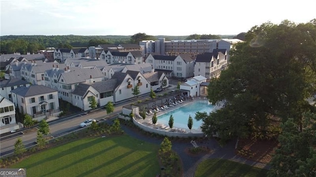 bird's eye view with a residential view