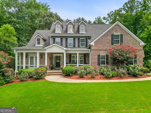 colonial-style house with a front yard