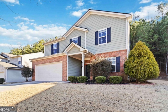 view of front property with a garage