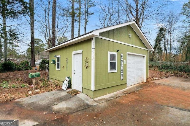 view of garage