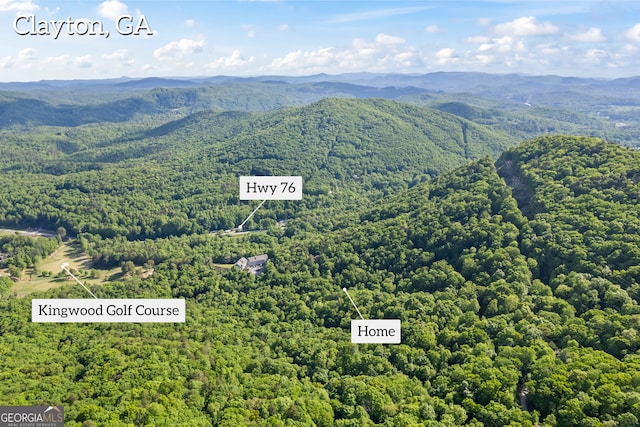 aerial view featuring a mountain view