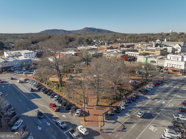 aerial view with a mountain view