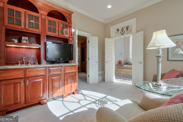 interior space featuring ornamental molding