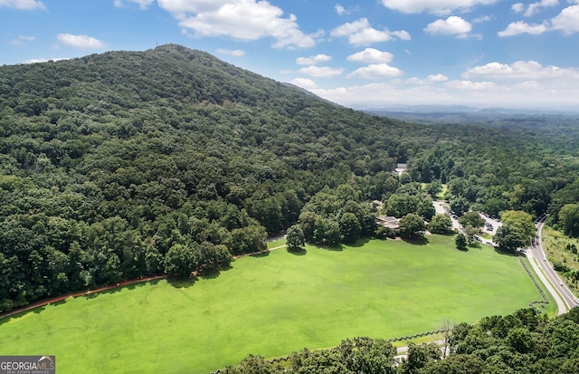 drone / aerial view with a mountain view