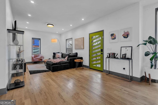 living room featuring light hardwood / wood-style flooring