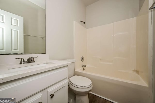 full bathroom featuring vanity, toilet, and shower / bathtub combination