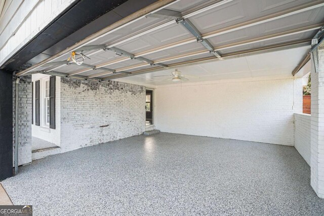 garage with ceiling fan