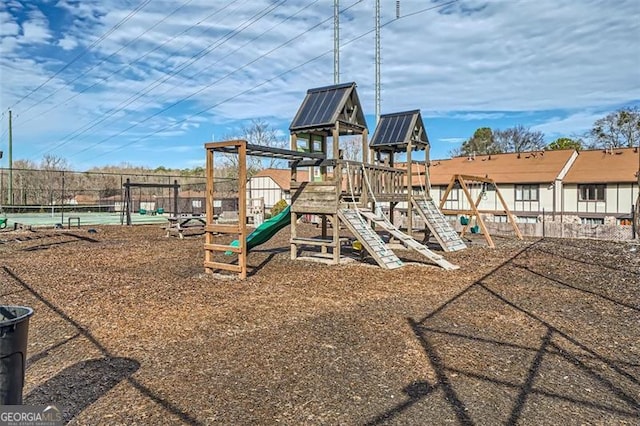 view of playground with tennis court