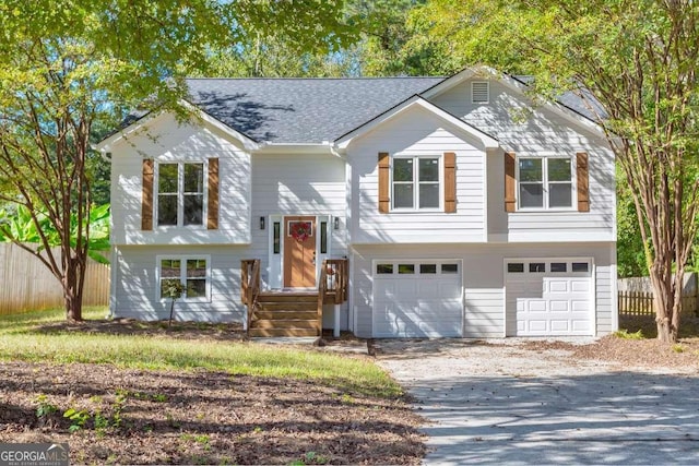 raised ranch with a garage