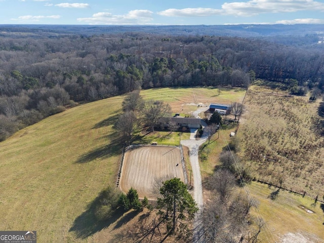 aerial view with a rural view