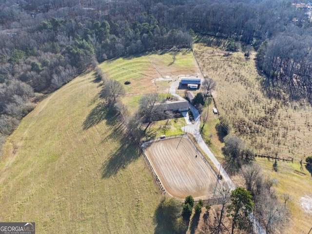 aerial view with a rural view