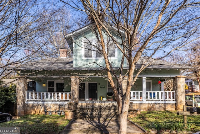 view of front of home with covered porch