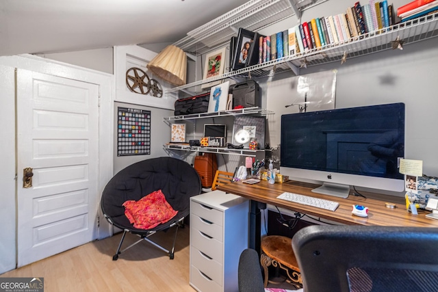 office space featuring light hardwood / wood-style floors