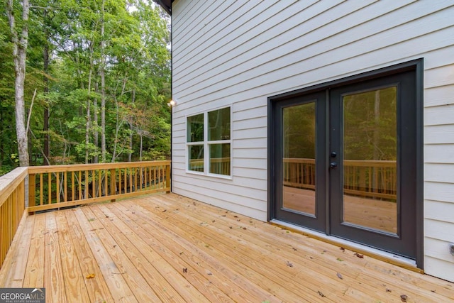 wooden deck with french doors