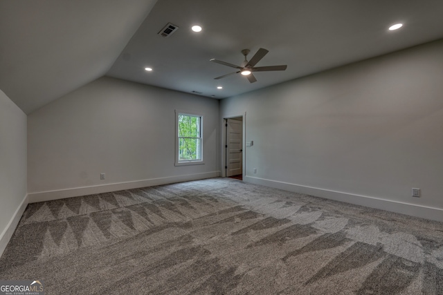 unfurnished room featuring visible vents, recessed lighting, baseboards, and ceiling fan