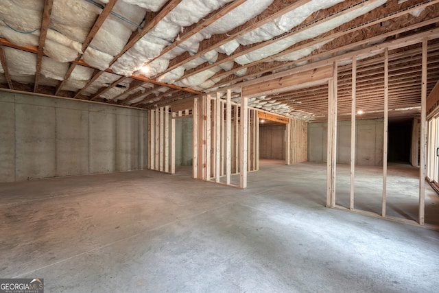 view of unfinished basement