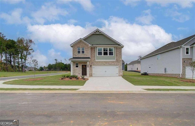 craftsman house featuring a garage and a front yard