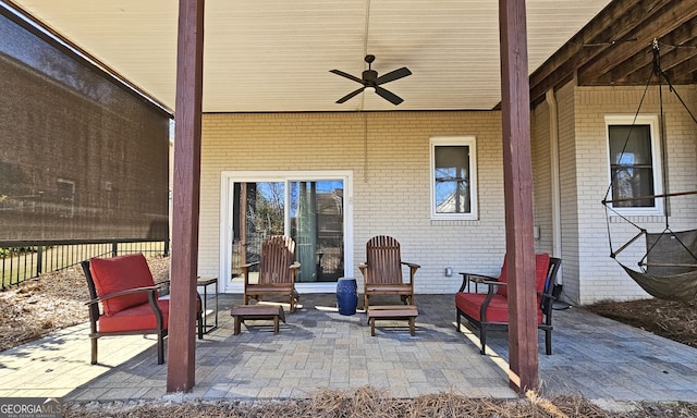 view of patio / terrace featuring ceiling fan