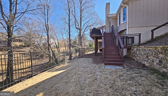 view of yard featuring a deck